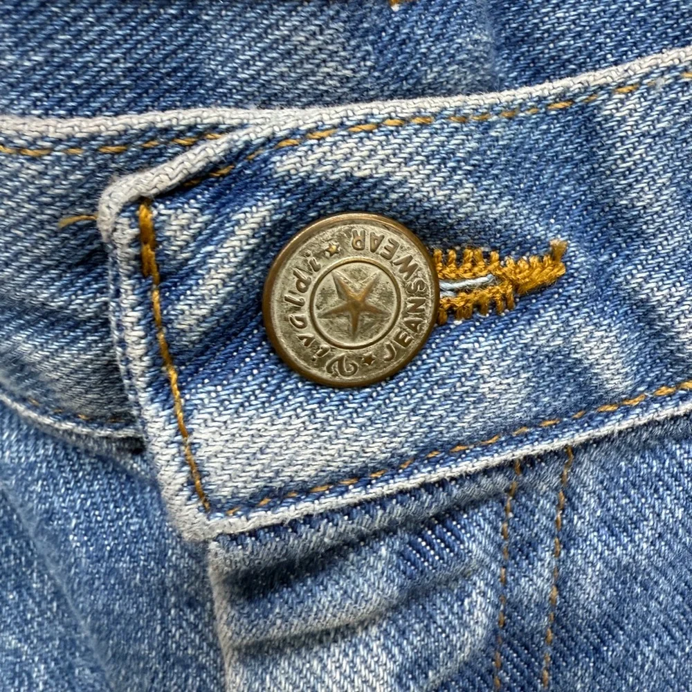 Vintage Denim Midi Skirt Pleated Front with Pockets Sz 10 - Picture 5 of 5